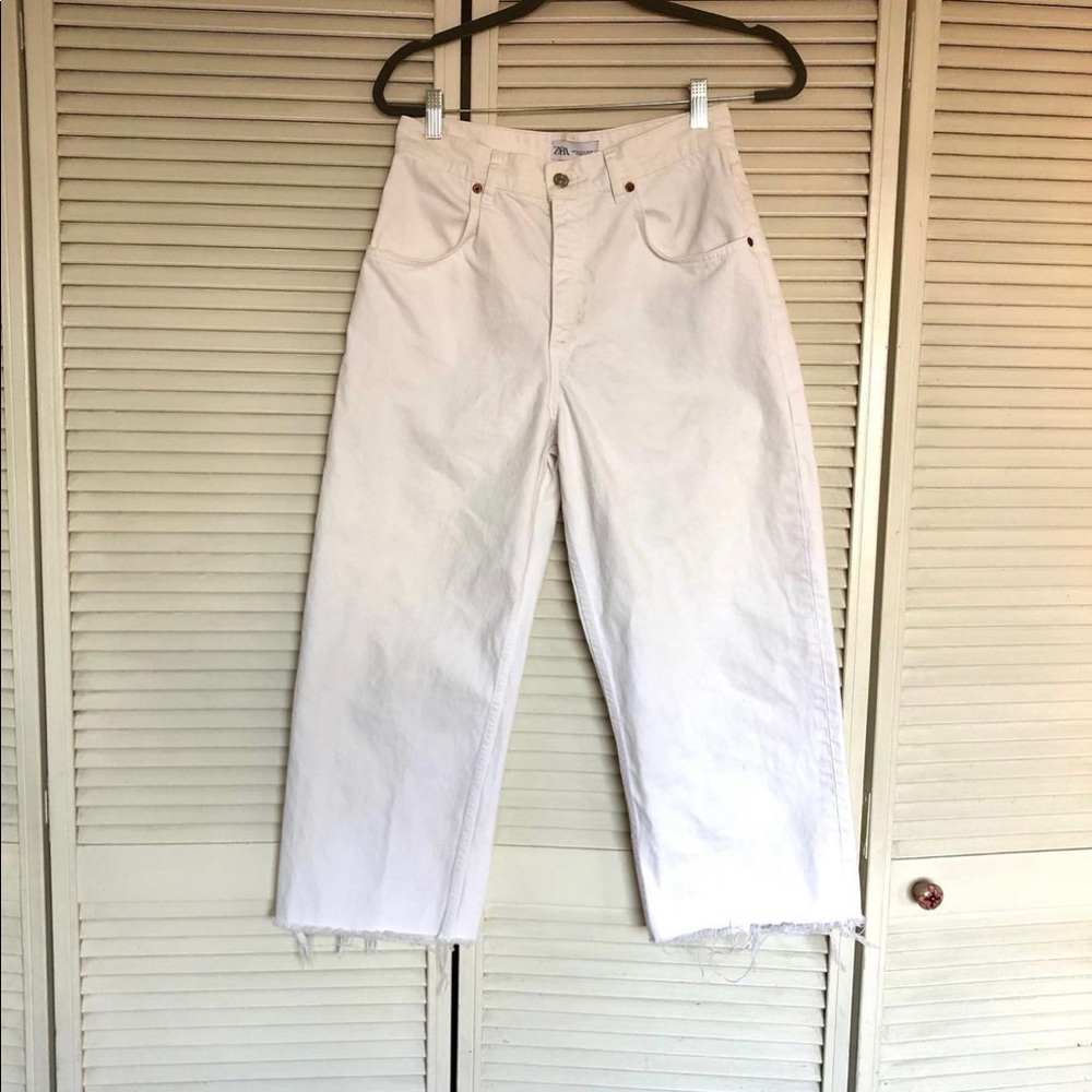 Zara wide leg white jeans